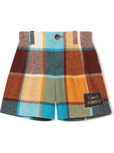 Gucci Babies' Karierte Shorts In Brown