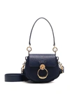 Chloé Tess Small Leather Crossbody In Blue