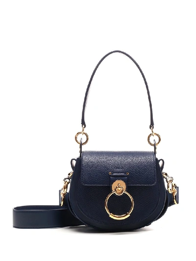 Chloé Tess Small Leather Crossbody In Blue