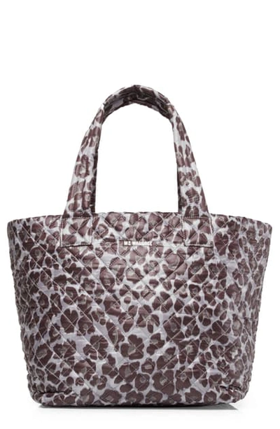 Mz Wallace Medium Metro Quilted Nylon Tote In Magnet Leopard