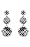 Lagos Caviar Graduated Triple Drop Earrings In Silver
