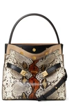 Tory Burch Small Lee Radziwill Snakeskin-embossed Leather Satchel In Aspen Multi