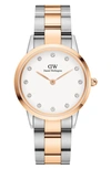 Daniel Wellington Women's Iconic Link Lumine Two-tone Stainless Steel Watch 28mm In Rose Gold/ Silver