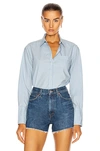 Nili Lotan Long-sleeved Cotton Shirt In Cambridge Blue