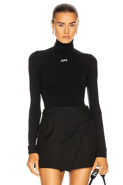 Off-white High Neck Long Sleeve Top In Black & White