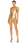 Norma Kamali Marissa Metallic One Piece Swimsuit In Metallic Gold
