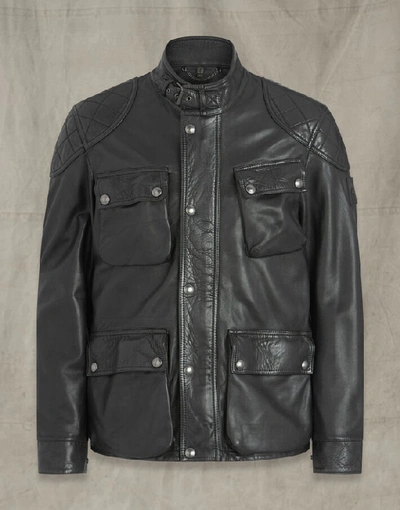 Belstaff Fieldbrook 2.0 Leather Field Jacket In Black