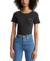 Levi's Womens Mineral Black The Perfect Tee Brand-embroidery Regular-fit Cotton-jersey T-shirt In Caviar