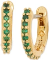 Kate Spade Extra-small Pave Huggie Hoop Earrings, 0.27" In Emerald