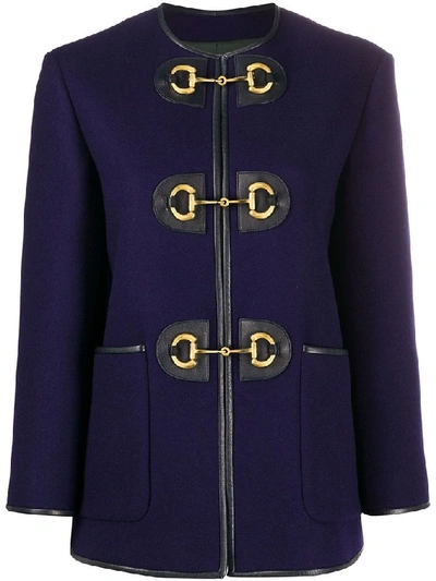 Gucci Women's Blue Wool Outerwear Jacket