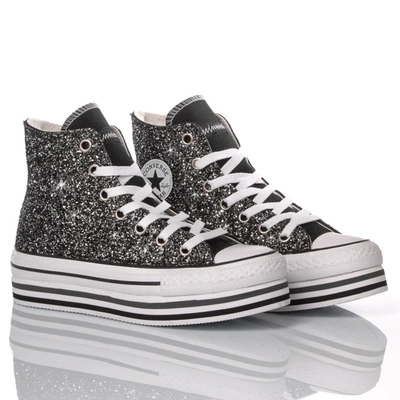 Converse Women's Layerglitterblack589 Black Glitter Hi Top Sneakers