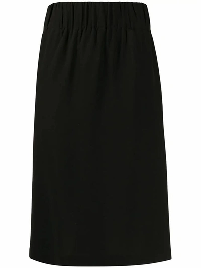 Aspesi Silk Straight Fit Skirt In Black
