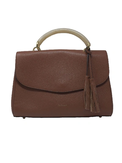 Almala Brown Leather Ambra Bag In Burgundy