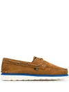 Woolrich Suede Boat Shoes In Brown In Brown