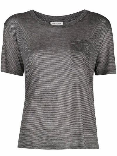 Saint Laurent Women's Grey Viscose T-shirt