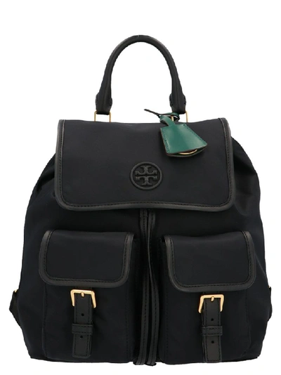 Tory Burch Perry Nylon Flap Backpack In Black
