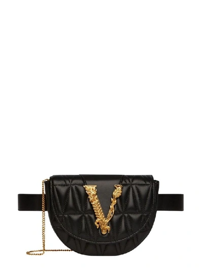 Versace Women's Dv3g984dnatr4k41ot Black Leather Belt Bag