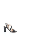 ALBANO ALBANO WOMEN'S BLACK LEATHER SANDALS,4126BLACK 35