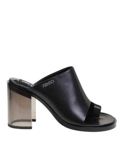 Kenzo Mules K-round In Black Leather