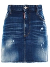 Dsquared2 Faded Distressed Denim Skirt In Blue