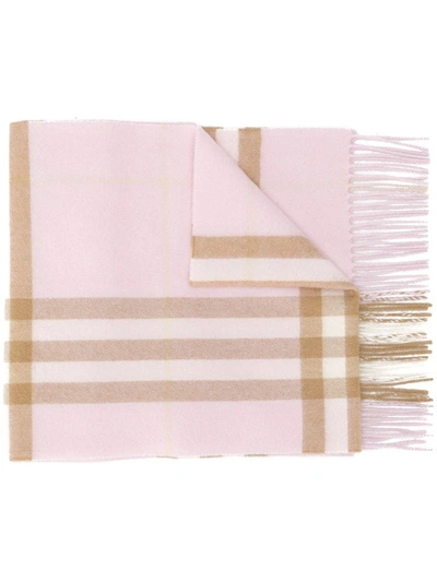 Burberry Mu Giant Scarf With Alabaster Tartan Pattern In Pink