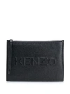 KENZO KENZO MEN'S BLACK LEATHER POUCH,FA65PM502L4599 UNI