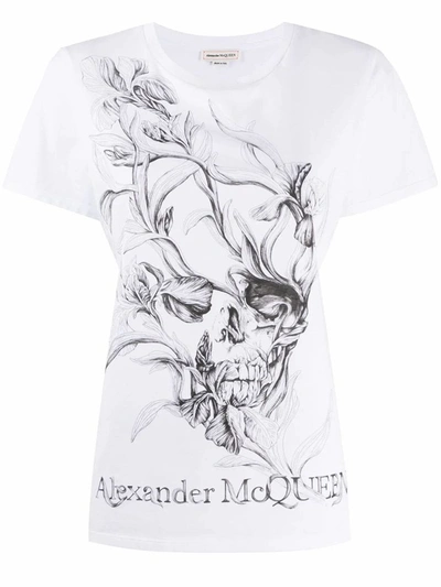 Alexander Mcqueen Skull-print Cotton T-shirt In White