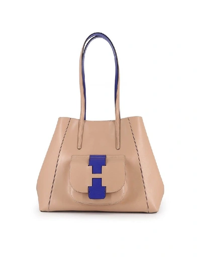 Hogan Shopping Bag In Blue,brown