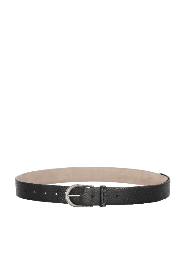 Brunello Cucinelli Women's Black Leather Belt | ModeSens
