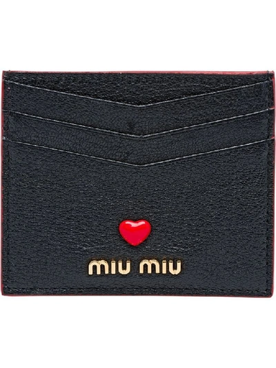 Miu Miu Madras Love Card-holder In Black