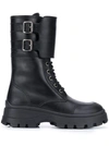 Miu Miu Black Military Combat Buckle Boot