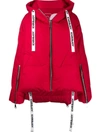 Khrisjoy Logo Drawstring Puffer Jacket In Red