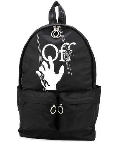 Off-white Hand Painter Cotton Backpack In Black