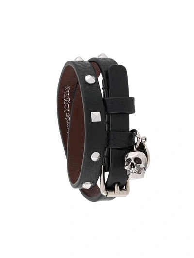 Alexander Mcqueen Skull Charm Wrap Bracelet In Black