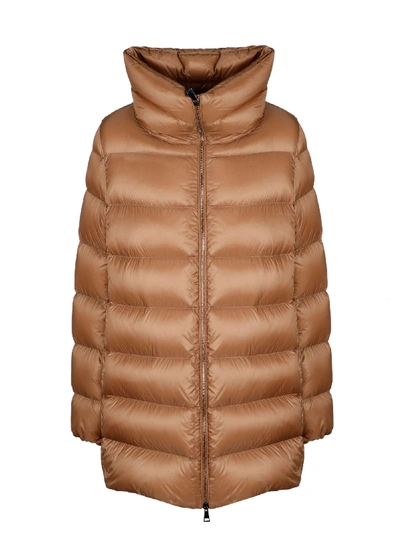 Moncler Anges Polyamide Down Jacket In Brown