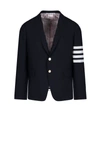 Thom Browne Navy Plain Weave Classic 4-bar Blazer In Blue