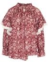 See By Chloé Ruffled Floral-print Cotton-jacquard Blouse In Red
