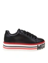 MOSCHINO MOSCHINO WOMEN'S BLACK LEATHER SNEAKERS,MA15045G1BMF000A 37