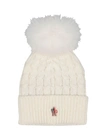 Moncler Woman White Hat With Fox Pompon