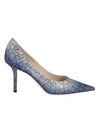 JIMMY CHOO JIMMY CHOO WOMEN'S BLUE FABRIC PUMPS,LOVE85VKGDENIMSILVER 39