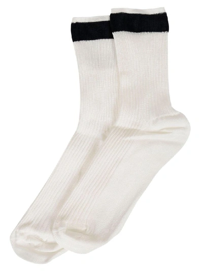 Valentino Womens White Cotton Socks