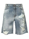 Buscemi Short Denim Pants In Washed Denim In Grey
