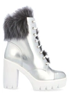 GIUSEPPE ZANOTTI GIUSEPPE ZANOTTI DESIGN WOMEN'S SILVER LEATHER ANKLE BOOTS,I970038004 41