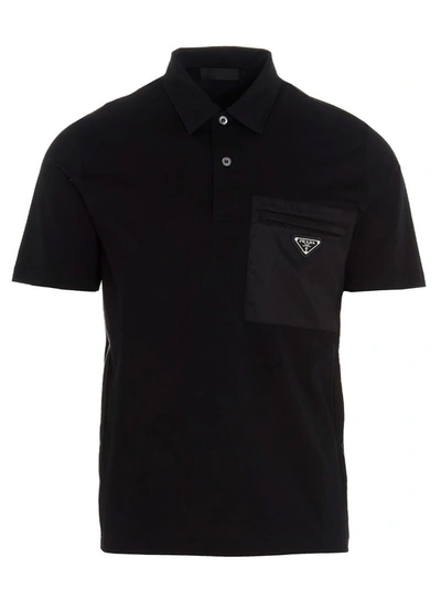 Prada Pocket-detail Polo Shirt In Black