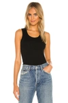 Agolde Poppy Ribbed Stretch Organic Cotton And Tencel-blend Jersey Tank In Black