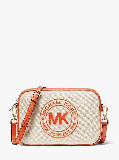 Michael Kors Fulton Sport Large Canvas Crossbody Bag In Orange