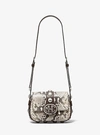 MICHAEL KORS MONOGRAMME STUDDED PYTHON EMBOSSED LEATHER SHOULDER BAG