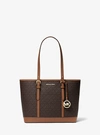 Michael Kors Jet Set Travel Small Logo Top-zip Tote Bag In Brown
