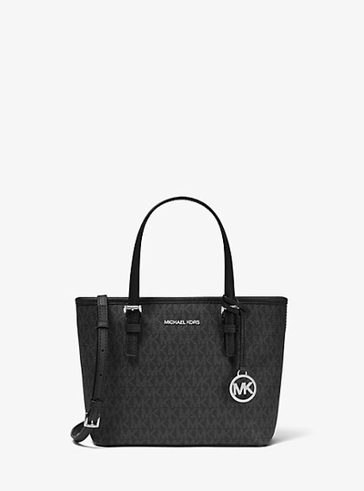 Michael Kors Jet Set Travel Extra-small Logo Top-zip Tote Bag In Black