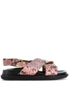 MARNI FUSSBETT SNAKESKIN-EFFECT SANDALS